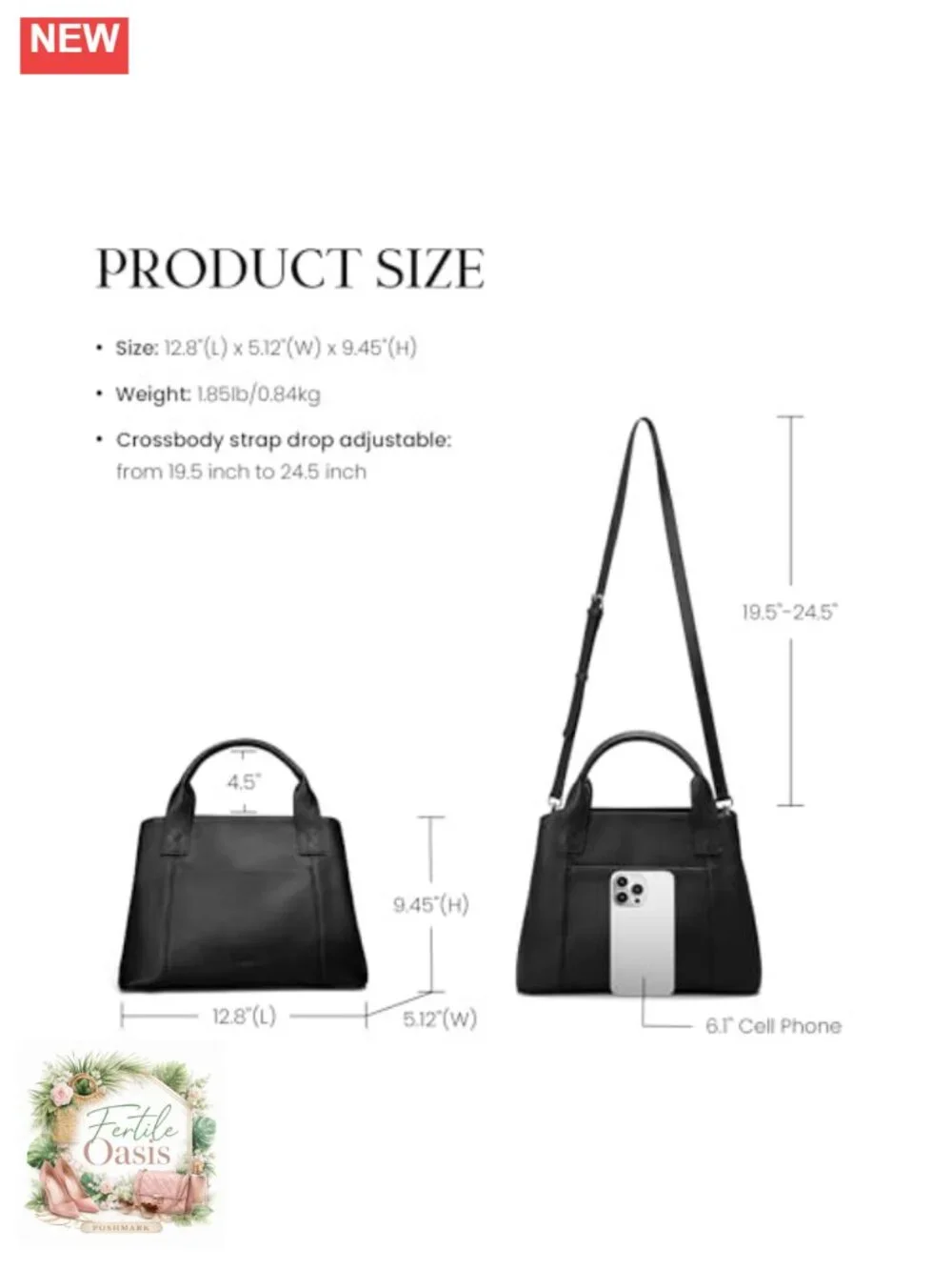 Genuine Leather Small Satchel Tote Crossbody Shoulder Bag with Zipper